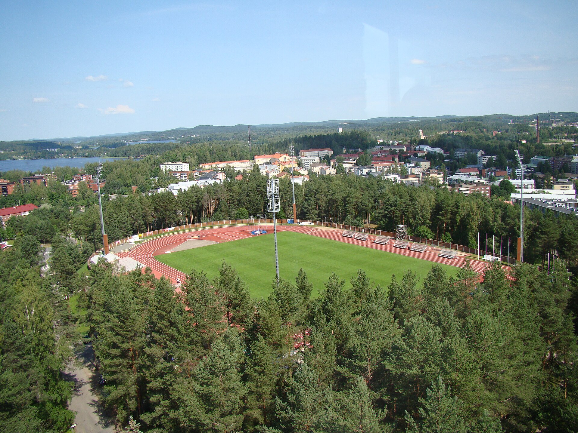 Harjun stadion (Harju stadium) pictured from Vesilinna tower. Location: Jyväskylä, Finland