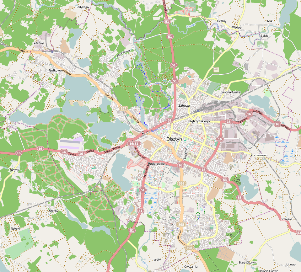 Map of Olsztyn, Poland
