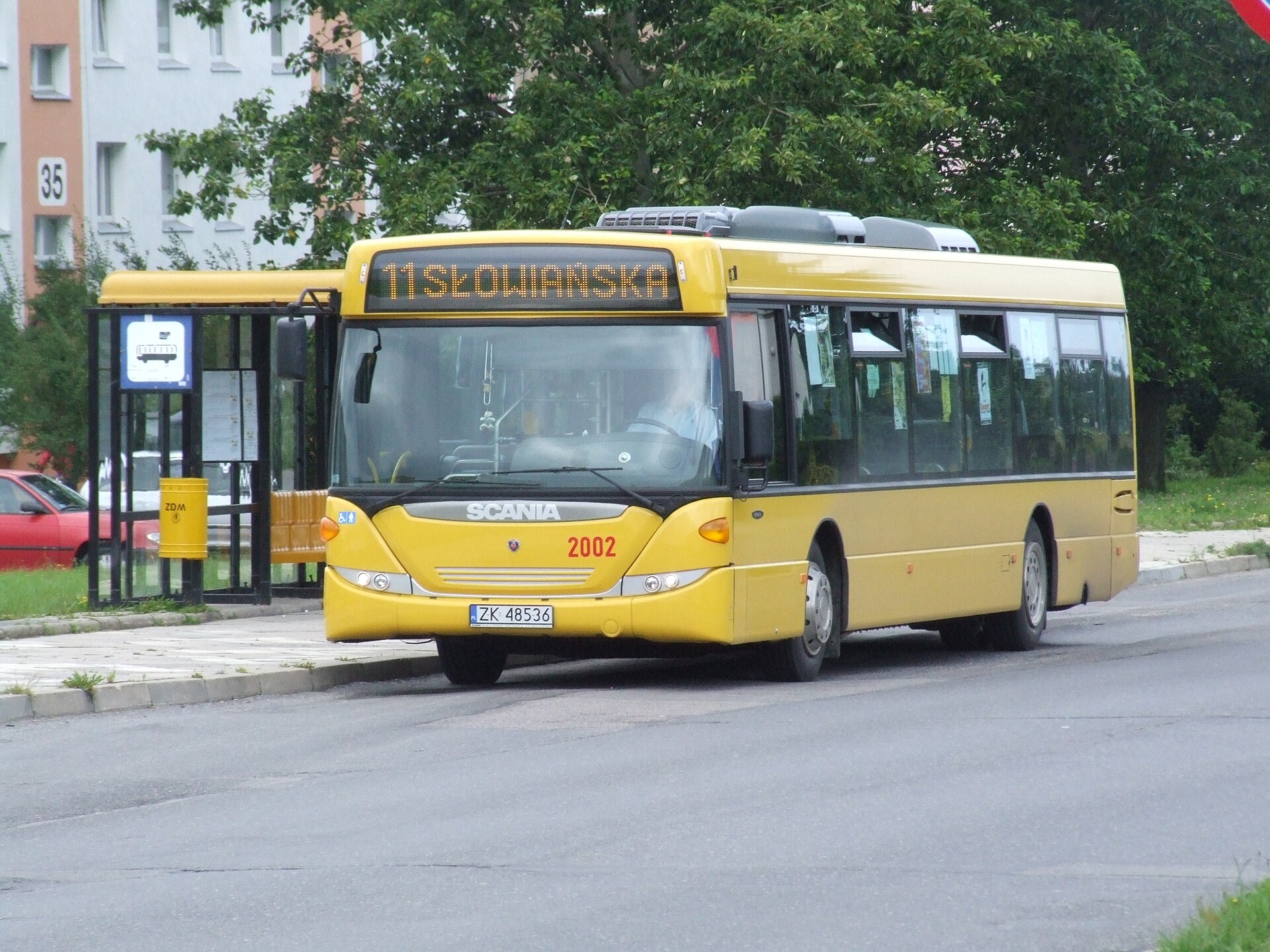 Scania CN270UB 4x2 EB OmniCity bus (#2002) in Koszalin, Poland. Built 2006, MZK Koszalin operator. Made by Scania Production Słupsk.