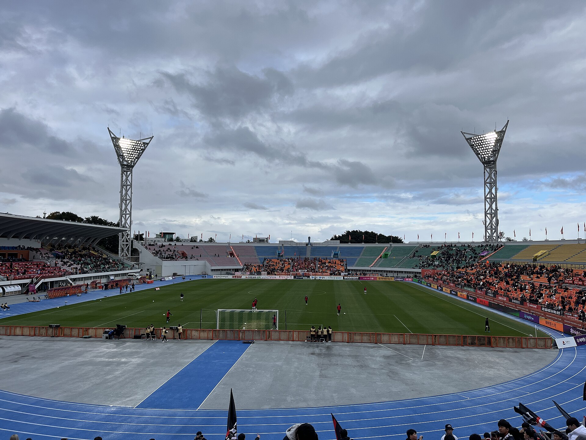 Gangnueng Stadium, home of Gangwon FC, as viewed from the away supporters' end