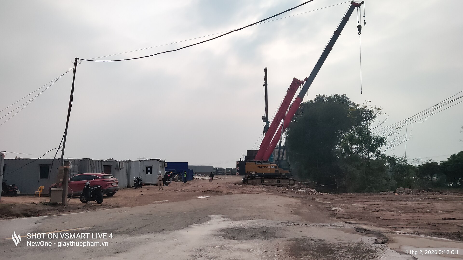 Construction machines at field for Trong Dong stadium, Hanoi 2026