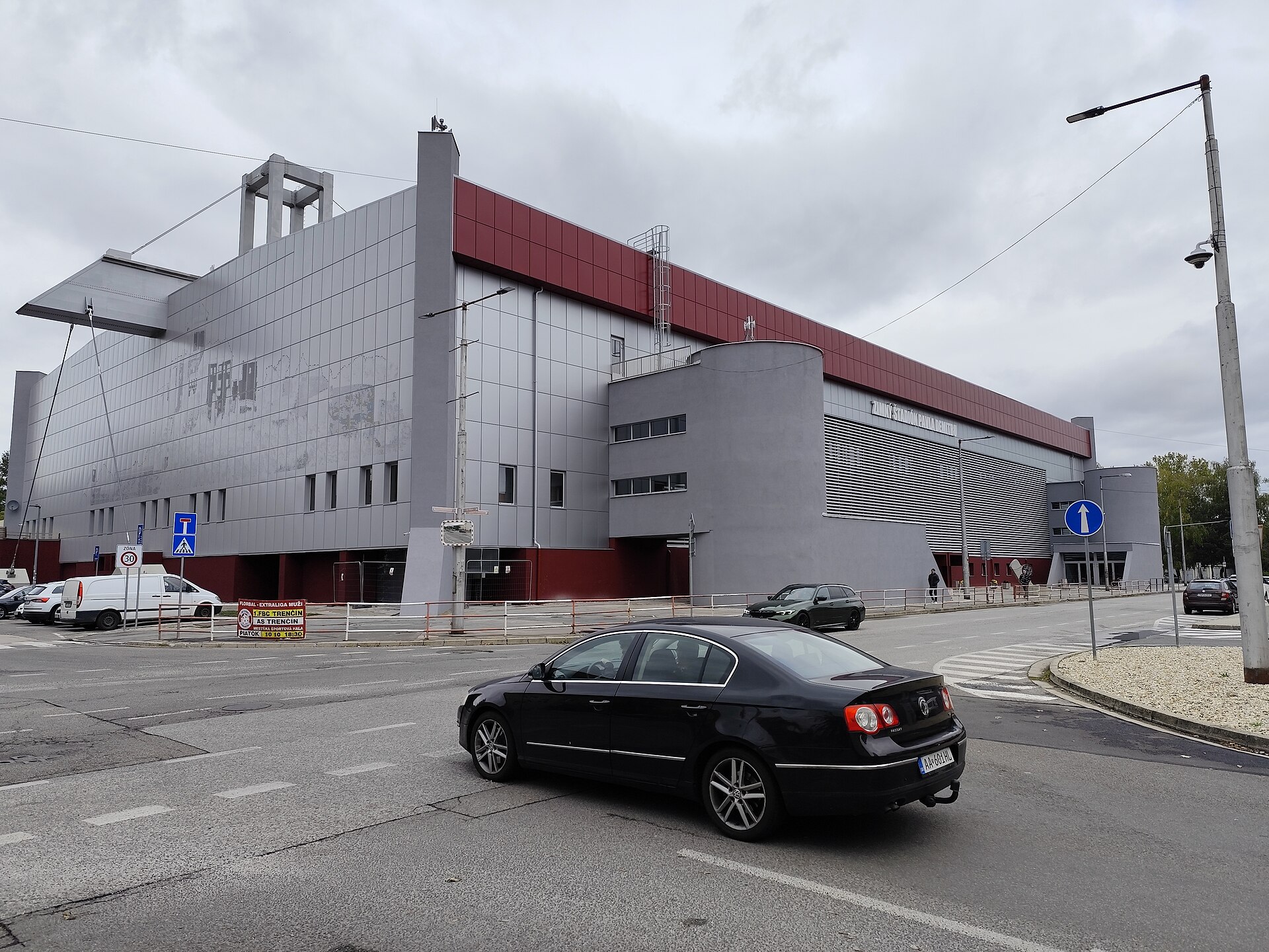 Pavel Demitra Winter Stadium with a mural of Trenčín castle