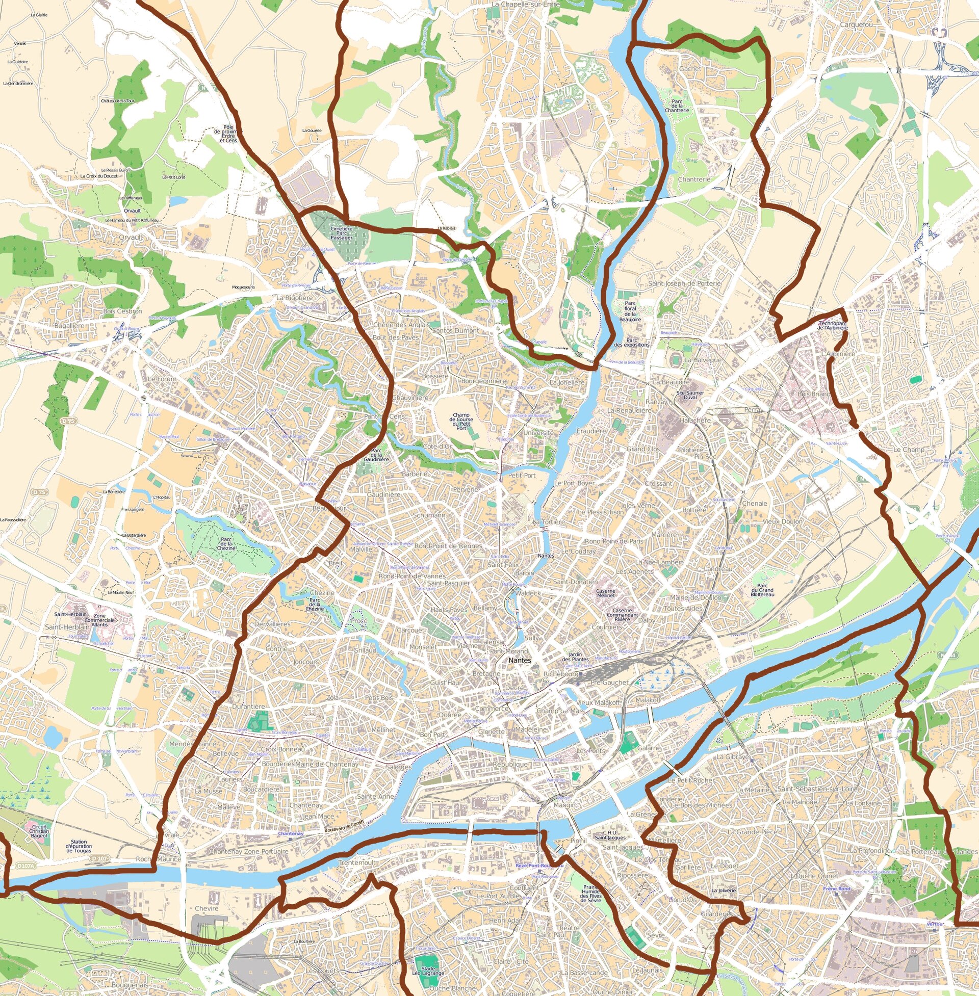 Map of Nantes, France