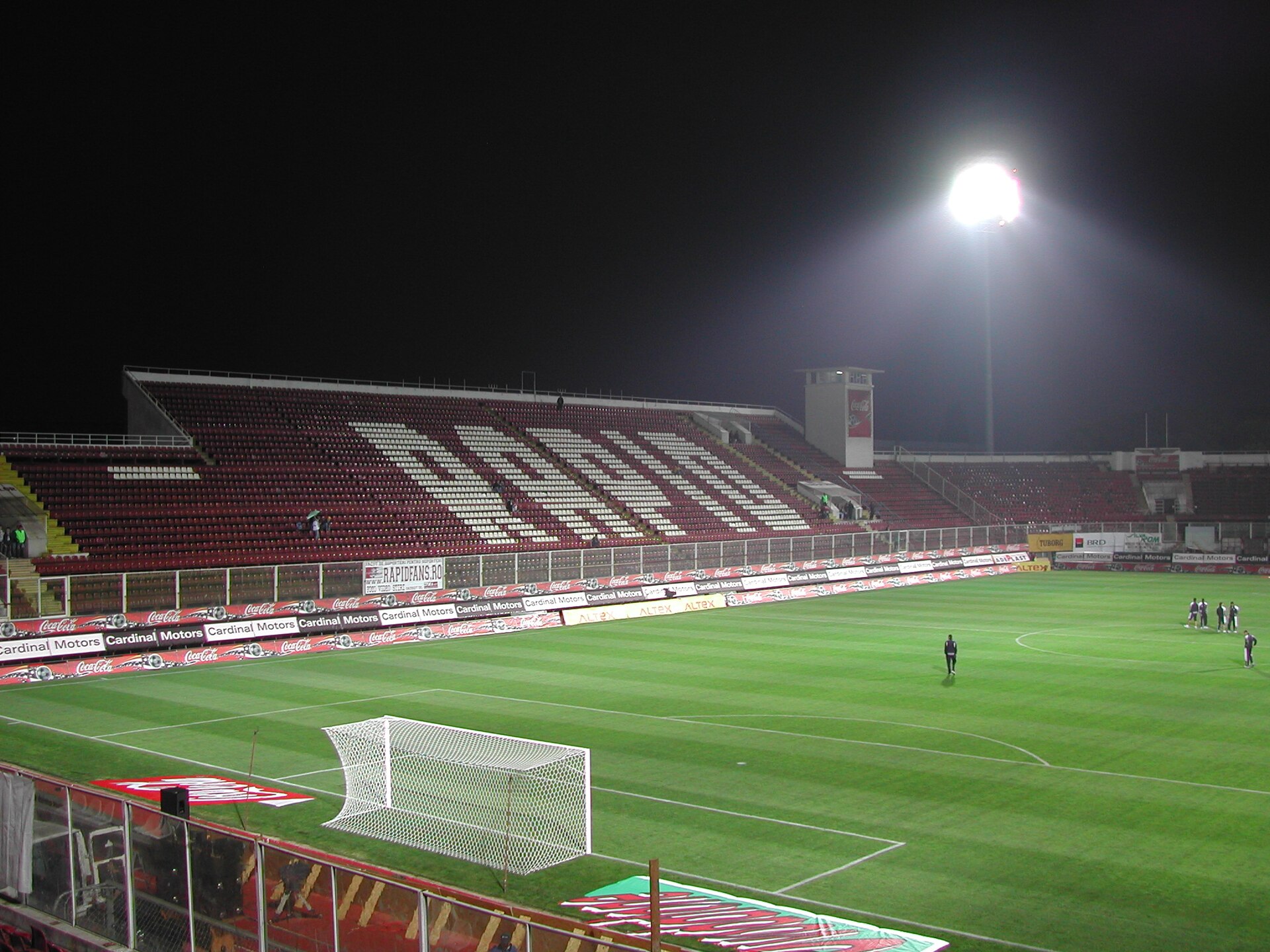 This picture shows the stand of the football ground Giuleşti-Valentin Stănescu. It is located in Bucharest, Romania and is the home ground of Rapid Bucureşti.
