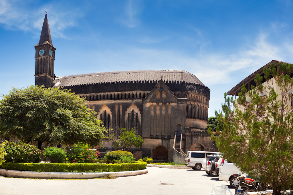 NOTE: This image is a panorama of Anglican cathedral Christ Church consisting of 6 frames that were merged or stitched in PTGui. As a result, this image necessarily underwent some form of digital manipulation. These manipulations may include blending, blurring, cloning, and color and perspective adj
