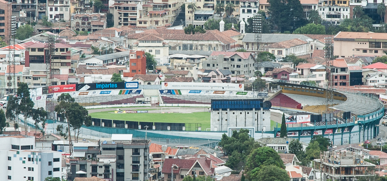 The stadium in Cuenca ( Ecuador ) seen from Turi.