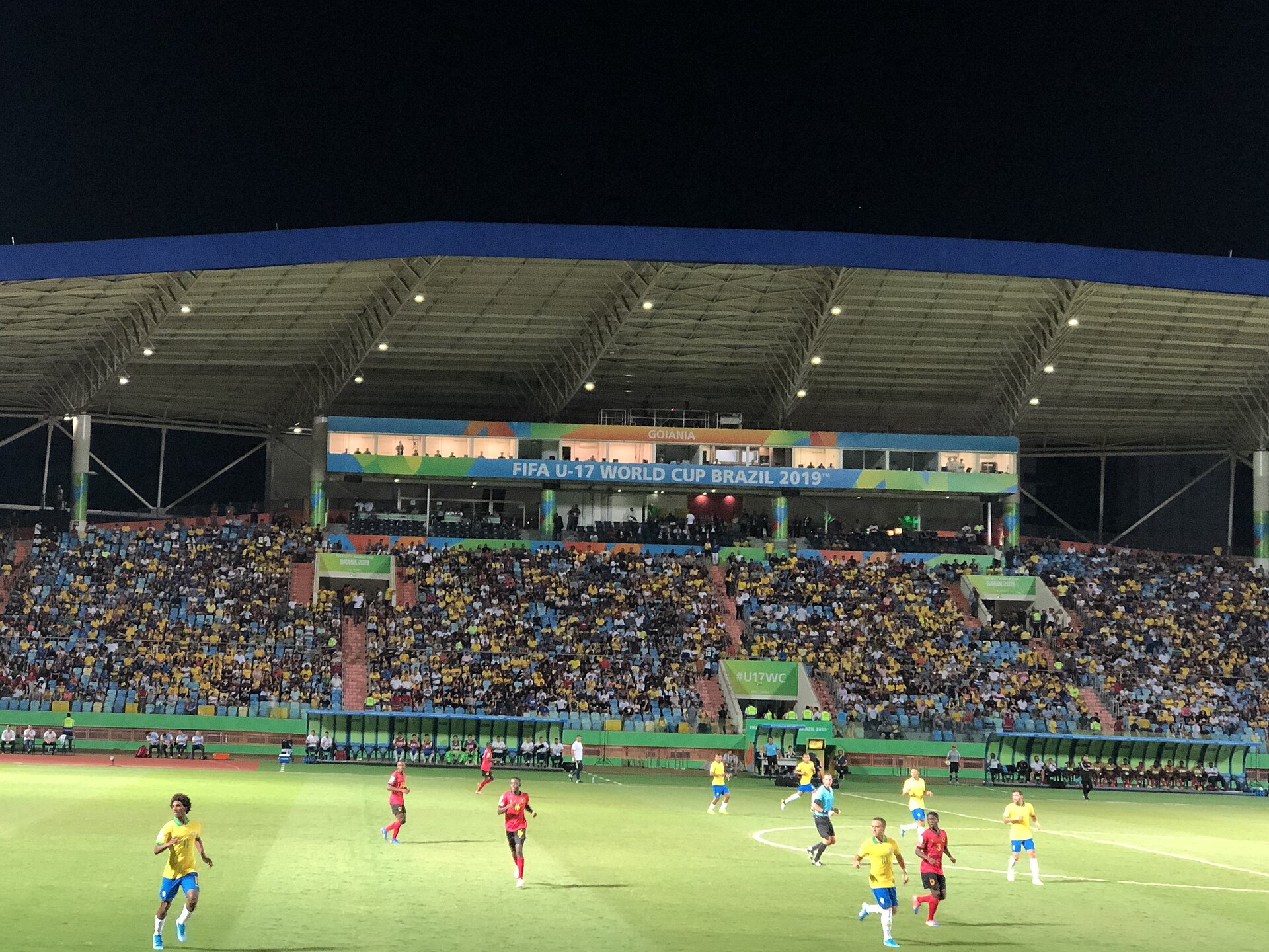 Partida entre Brasil e Angola pela Copa do Mundo FIFA Sub-17 no Estádio Olímpico Pedro Ludovico Teixeira, Goiânia, Goiás, Brasil.