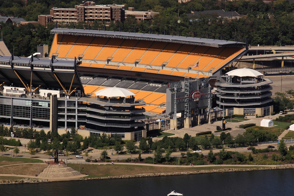 photograph taken from a top Mount Washington of Heinz Field in Pittsburgh, PA.