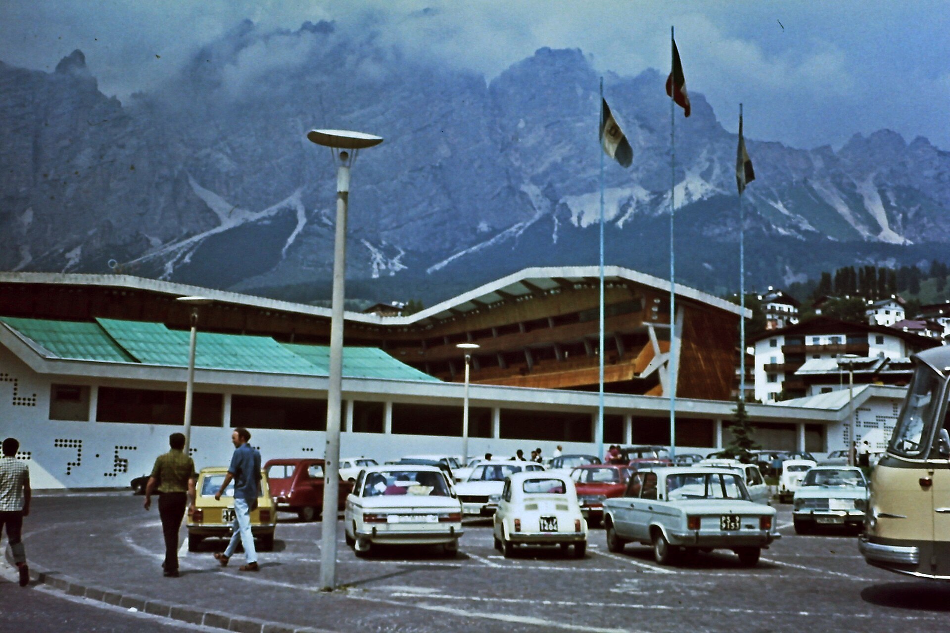 The olympic ice pavilion in Cortina d'Ampezzo in summer 1971