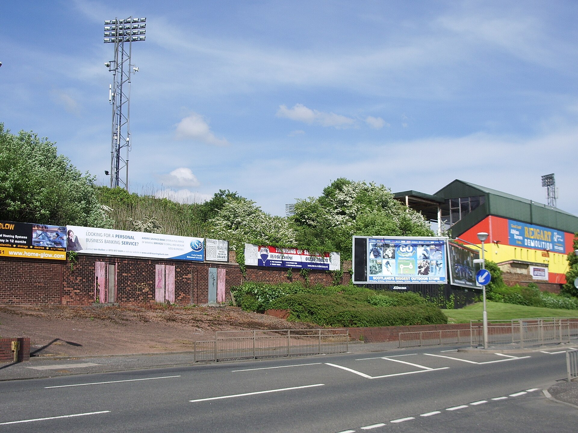 The home ground of Albion Rovers , Coatbridge , looking north-east.