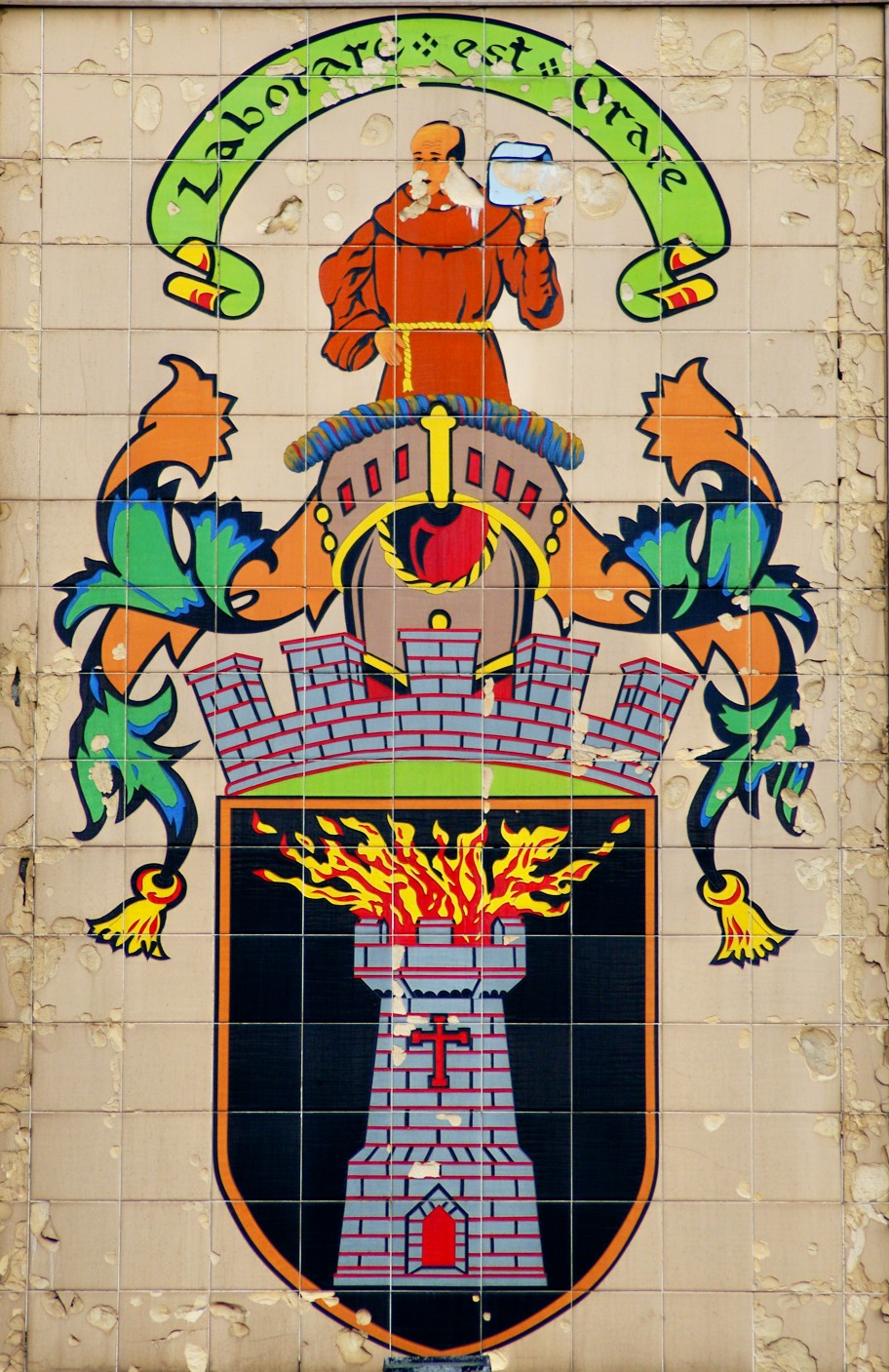 Coatbridge coat of arms on side of a building in Whifflet, Coatbridge
