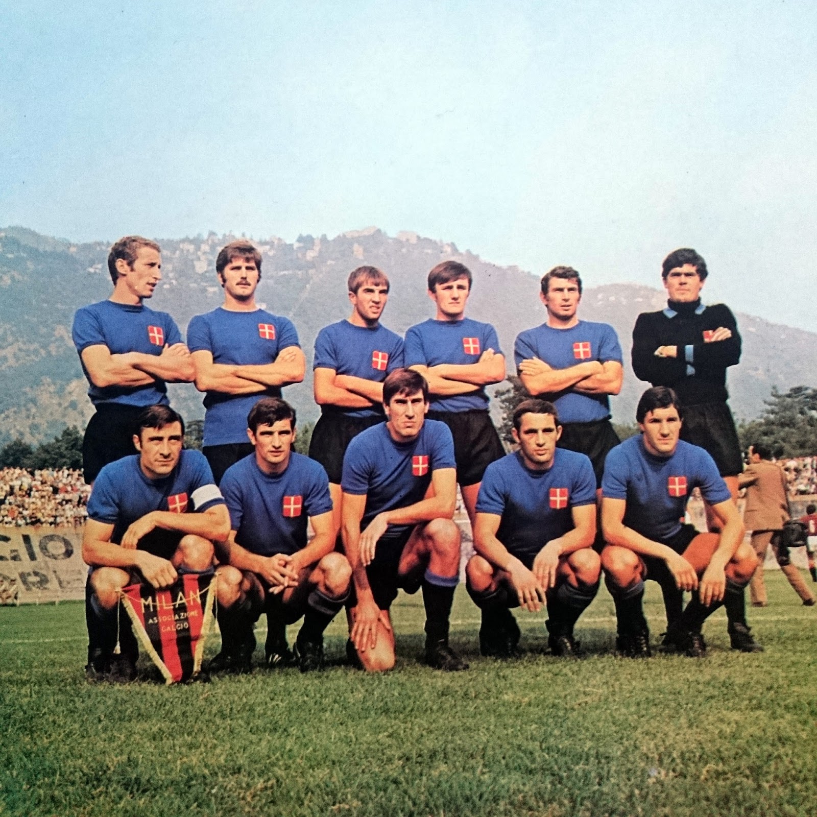 Como (Italy), "Giuseppe Sinigaglia" Stadium, September 6, 1969. The line-up of AC Como took to the pitch prior the home defeat versus AC Milan (2-5), Matchday 3 of 1969–70 Coppa Italia group stage, group 3. From left to right, standing: Alfredo Magni, Paolo Ciclitira, Gregorio Basilico, Luigi Palear
