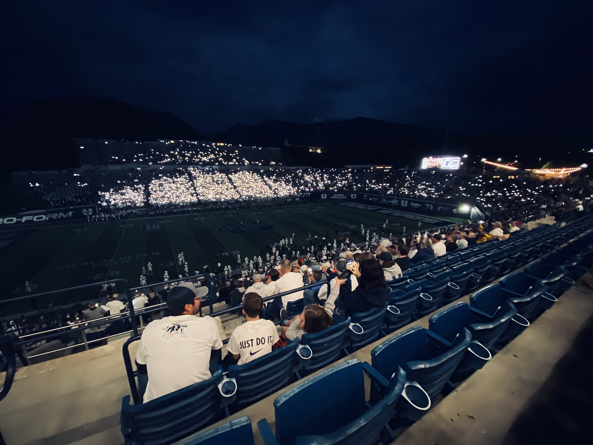 Power outage following thunderstorms prior to the kickoff against North Dakota on September 10, 2021.