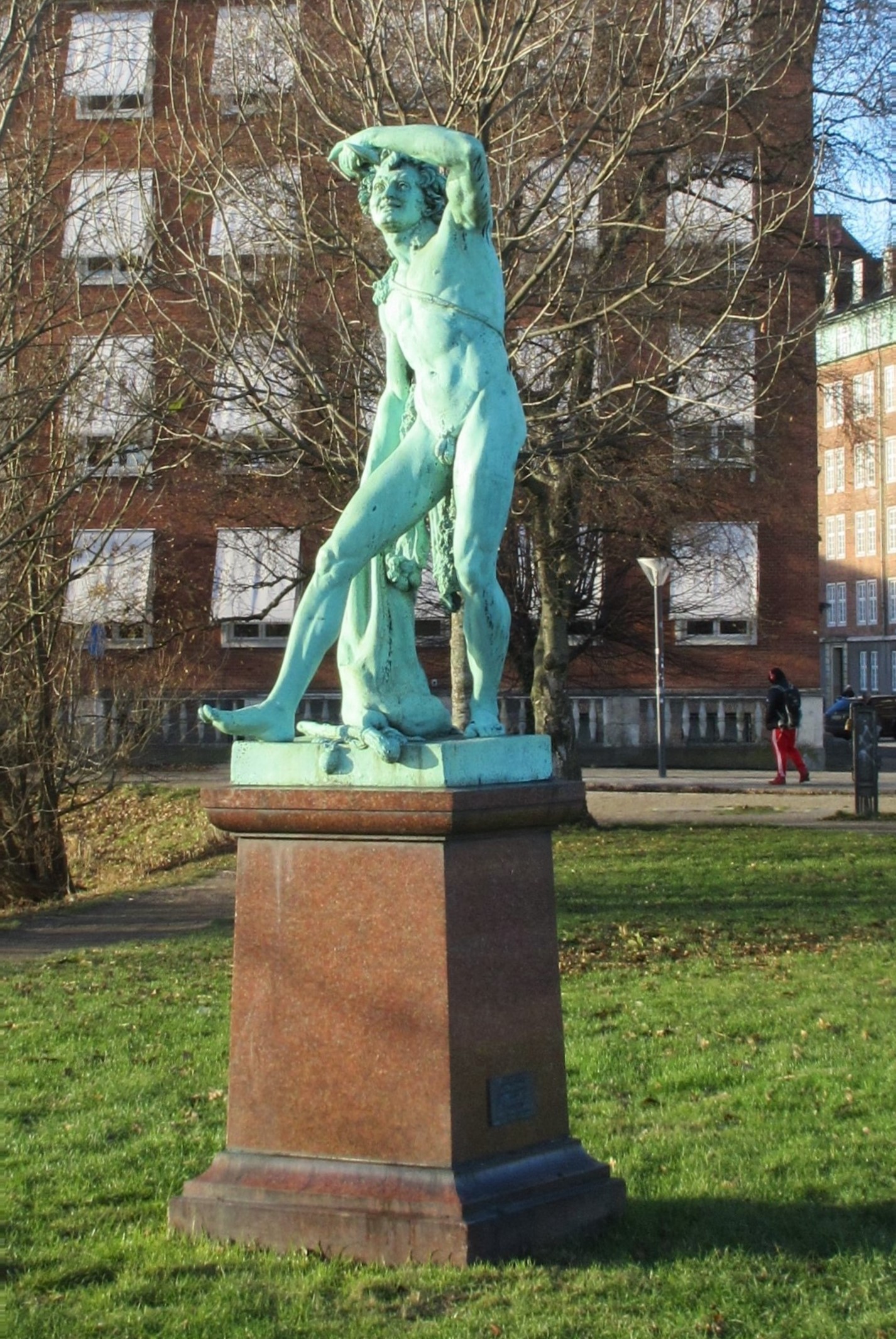The statue A Drunken Fain by Andreas Kolberg at Gyldenløvesgade in Copenhagen, Denmark