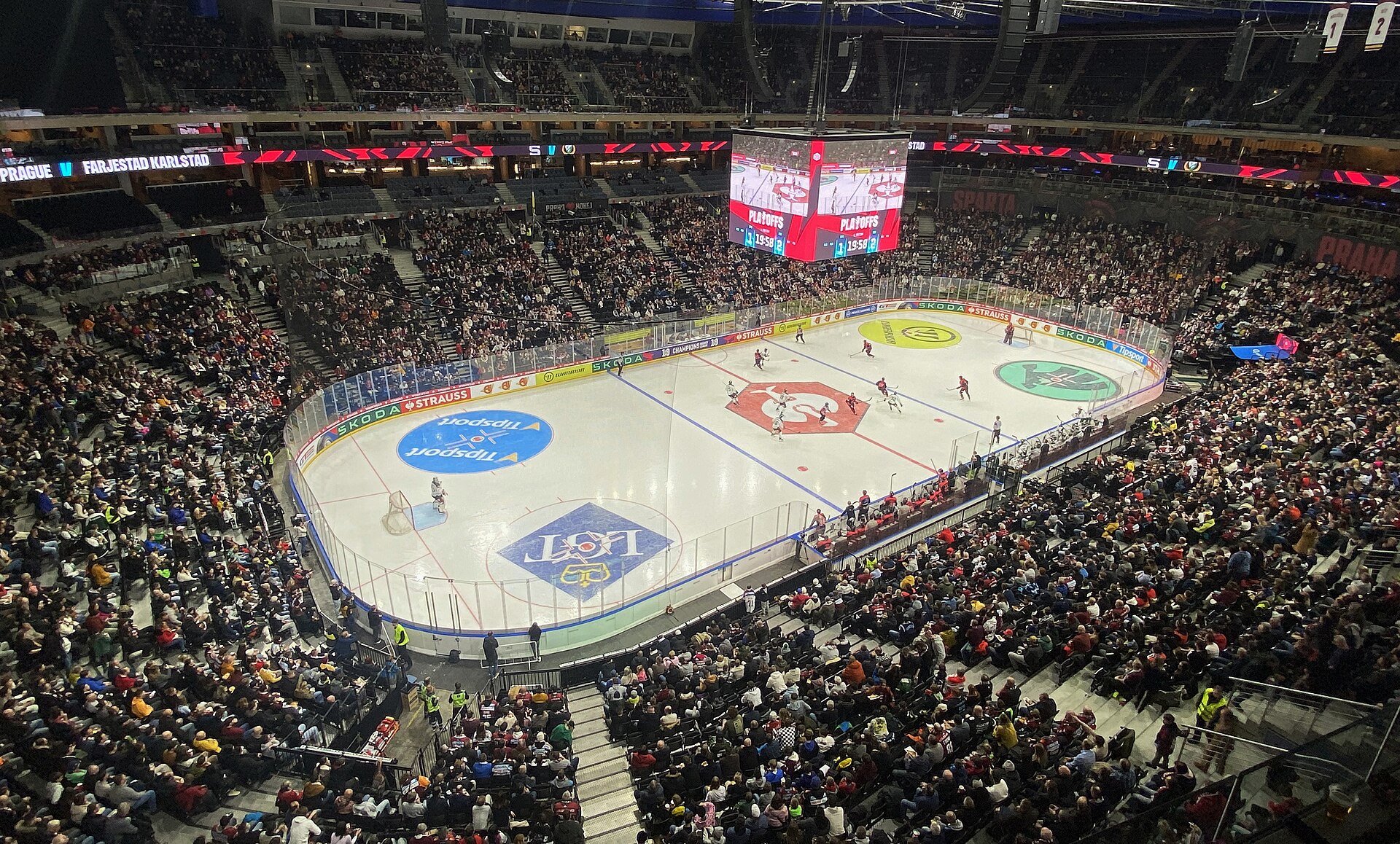 CHL semi-final match Sparta Praha vs Färjestad Karlstad, O2 Arena Prague (attendance 11,682).