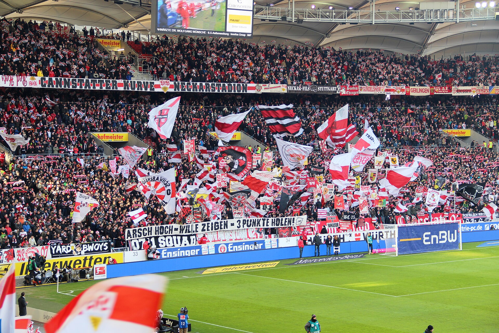 Cannstatter Kurve, Mercedes-Benz Arena during Bundesliga match of VfB Stuttgart against Werder Bremen on 9 February 2013